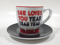 1991 Bluw She Loves You Yeah Yeah Yeah John Lennon, Paul McCartney Ceramic Tea Cup and Saucer Plate