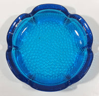Vintage Bubble Texture Hobnail Style Bottom Aqua Cobalt Blue 5 3/4" Wide Glass Ashtray