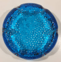 Vintage Bubble Texture Hobnail Style Bottom Aqua Cobalt Blue 5 3/4" Wide Glass Ashtray