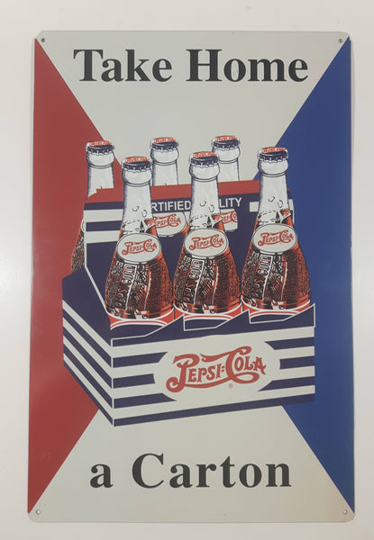 Pepsi Cola Take Home A Carton 11 3/8" x 17 1/4" Tin Metal Sign
