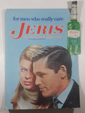 Vintage Jeris The Antiseptic Hair Tonic Man and Woman Themed Large 17" x 24 1/4" Cardboard Counter Top Store Advertisement