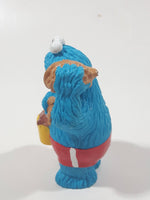 Applause Muppets Sesame Street Cookie Monster Character In Beach Shorts with a Pail of Shells Holding a Conch Shell To His Ear 3" Tall PVC Toy Figure