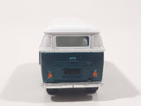 VW Volkswagen Bus White and Dark Green Pull Back Die Cast Toy Car Vehicle