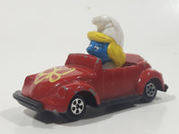 Vintage 1982 Ertl Peyo Smurf #1 Volkswagen Beetle Convertible Red Die Cast Toy Car Vehicle