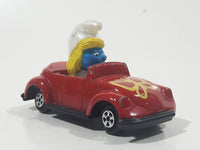 Vintage 1982 Ertl Peyo Smurf #1 Volkswagen Beetle Convertible Red Die Cast Toy Car Vehicle