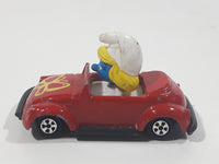 Vintage 1982 Ertl Peyo Smurf #1 Volkswagen Beetle Convertible Red Die Cast Toy Car Vehicle