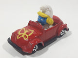 Vintage 1982 Ertl Peyo Smurf #1 Volkswagen Beetle Convertible Red Die Cast Toy Car Vehicle