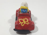 Vintage 1982 Ertl Peyo Smurf #1 Volkswagen Beetle Convertible Red Die Cast Toy Car Vehicle