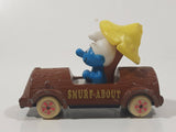 Vintage 1982 Ertl Peyo Smurf #3 Smurf-About Brown Log Die Cast Toy Car Vehicle