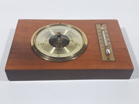 Vintage Fischer Precision Instrument 4 5/8" x 7 1/8" Barometer Thermometer Wood Cased Weather Station