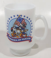 Vintage Walt Disney Productions America On Parade Betsy Ross Flag 4 3/4" Tall White Milk Glass Pedestal Cup