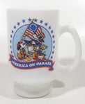 Vintage Walt Disney Productions America On Parade Betsy Ross Flag 4 3/4" Tall White Milk Glass Pedestal Cup