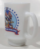 Vintage Walt Disney Productions America On Parade Betsy Ross Flag 4 3/4" Tall White Milk Glass Pedestal Cup