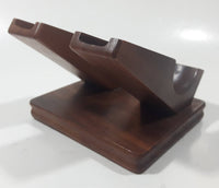 Vintage Decatur Industries Deco Genuine Walnut Wood Double Twin Pipe Rest Stand
