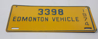 Rare Vintage 1974 Edmonton Mobile Unit Yellow 3 3/4" x 8 3/4" Vehicle License Plate Tag 3398