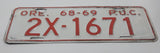 Vintage 1968 - 69 68-69 ORE. Oregon P.U.C. Public Utility Commission White with Red Letters Vehicle License Plate Tag 2X 1671