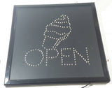 Ice Cream OPEN Light Up 19" x 19" Animated Sign Missing Side Button