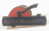 Silver Dollar City Branson Missouri Axe and Log Sunset Themed Enamel Metal Lapel Pin