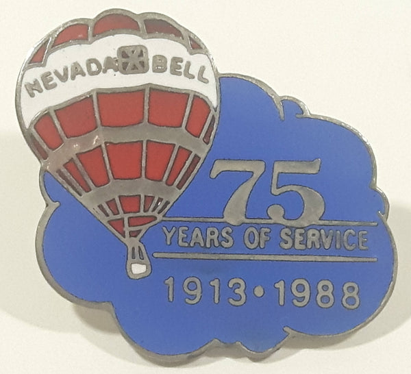 1913 - 1988 Nevada Bell 75 Years of Service Hot Air Balloon Themed Enamel Metal Lapel Pin