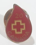 Red Cross 20 Gallon Blood Donor Droplet Shaped Enamel Metal Lapel Pin