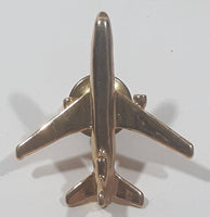 Airplane Plane Jumbo Passenger Jet Shaped Gold Tone Metal Pin