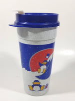 Rare Whirley Pepsi Cola Penguin Themed 6 3/4" Tall Plastic Cup with Lid