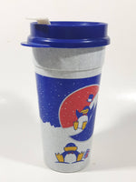 Rare Whirley Pepsi Cola Penguin Themed 6 3/4" Tall Plastic Cup with Lid