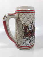 1985 Budweiser Holiday Stein Collection "A" Series "The hitch journeying through snow-capped mountains on a crisp winter's morn." 6 3/8" Tall Ceramic Beer Stein Mug