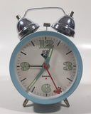 Vintage Style Roxy Quiksilver Light Teal Blue 5 1/4" Tall Wind Up Metal Twin Bell Alarm Clock Needs A Repair