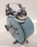 Vintage Style Roxy Quiksilver Light Teal Blue 5 1/4" Tall Wind Up Metal Twin Bell Alarm Clock Needs A Repair