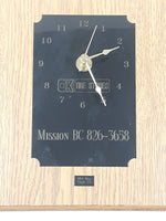 Mill Bay Clock Co. OK Tire Stores Mission BC 7" x 9" Wood Plaque Advertising Clock
