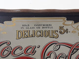 Vintage Coca-Cola Coke Delicious 5 Cents Relieves Fatigue Wood Framed Mirror Pub Lounge Beverage Drink Tray