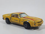 Vintage Yatming Chevy Camaro Z28 Yellow No. 1077 Die Cast Toy Muscle Car Vehicle with Opening Doors (1 Missing)