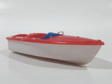 Vintage Red and White Speedboat Plastic Toy Watercraft Boat Made in Hong Kong No Windshield or Motor