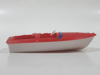 Vintage Red and White Speedboat Plastic Toy Watercraft Boat Made in Hong Kong No Windshield or Motor