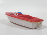 Vintage Red and White Speedboat Plastic Toy Watercraft Boat Made in Hong Kong No Windshield or Motor