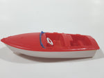 Vintage Red and White Speedboat Plastic Toy Watercraft Boat Made in Hong Kong No Windshield or Motor