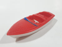 Vintage Red and White Speedboat Plastic Toy Watercraft Boat Made in Hong Kong No Windshield or Motor