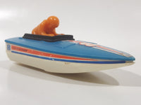 Vintage 1978 Tomy Speed Boat #8 Blue and White Plastic Toy Vehicle No Motor