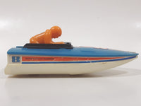 Vintage 1978 Tomy Speed Boat #8 Blue and White Plastic Toy Vehicle No Motor