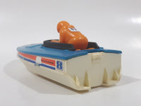 Vintage 1978 Tomy Speed Boat #8 Blue and White Plastic Toy Vehicle No Motor