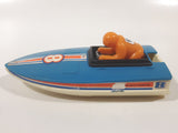 Vintage 1978 Tomy Speed Boat #8 Blue and White Plastic Toy Vehicle No Motor