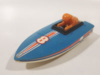 Vintage 1978 Tomy Speed Boat #8 Blue and White Plastic Toy Vehicle No Motor