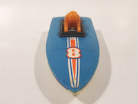 Vintage 1978 Tomy Speed Boat #8 Blue and White Plastic Toy Vehicle No Motor