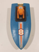 Vintage 1978 Tomy Speed Boat #8 Blue and White Plastic Toy Vehicle No Motor