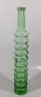 Vintage Lime Green Bubble Ringed 11" Tall Glass Beverage Bottle