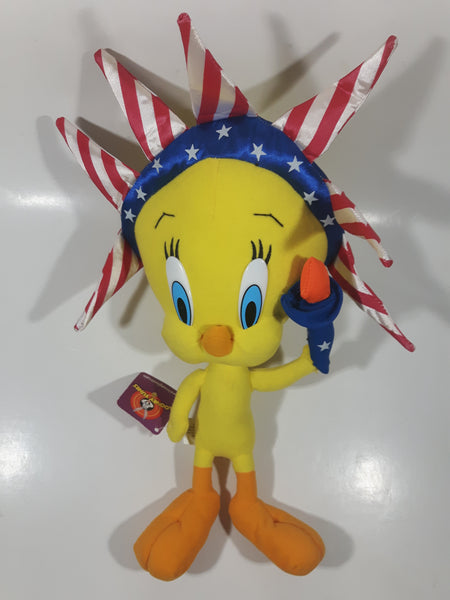 2003 Warner Bros Looney Tunes Tweety Bird USA Flag Lady Liberty Statue of Liberty 16" Toy Plush Stuffed Character