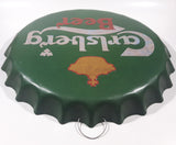 Carlsberg Beer Green Colored Beer Bottle Cap Shaped 16" Diameter Embossed Metal Sign