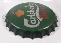 Carlsberg Beer Green Colored Beer Bottle Cap Shaped 16" Diameter Embossed Metal Sign