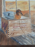 Vintage Original Winchester Shot Gun Duck Decoy Hunting Themed 11" x 14" Original Painting by David W. Fausler